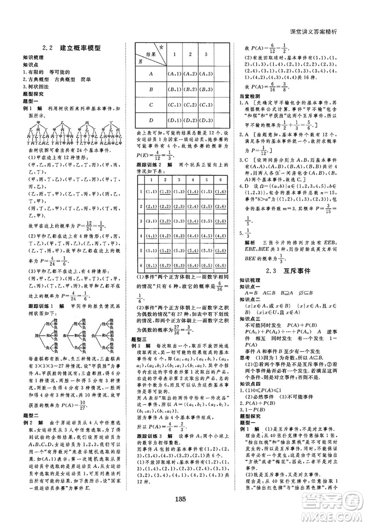 2019北師大版創(chuàng)新設(shè)計(jì)課堂講義高中數(shù)學(xué)必修3參考答案