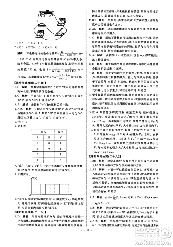 2018天舟文化能力培養(yǎng)與測試物理選修3-1人教版答案