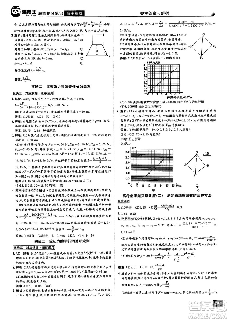 2019高中物理雄博士超能提分筆記參考答案