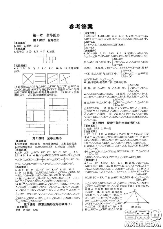 金三練2018課堂作業(yè)實(shí)驗(yàn)提高訓(xùn)練八年級(jí)數(shù)學(xué)上江蘇版答案