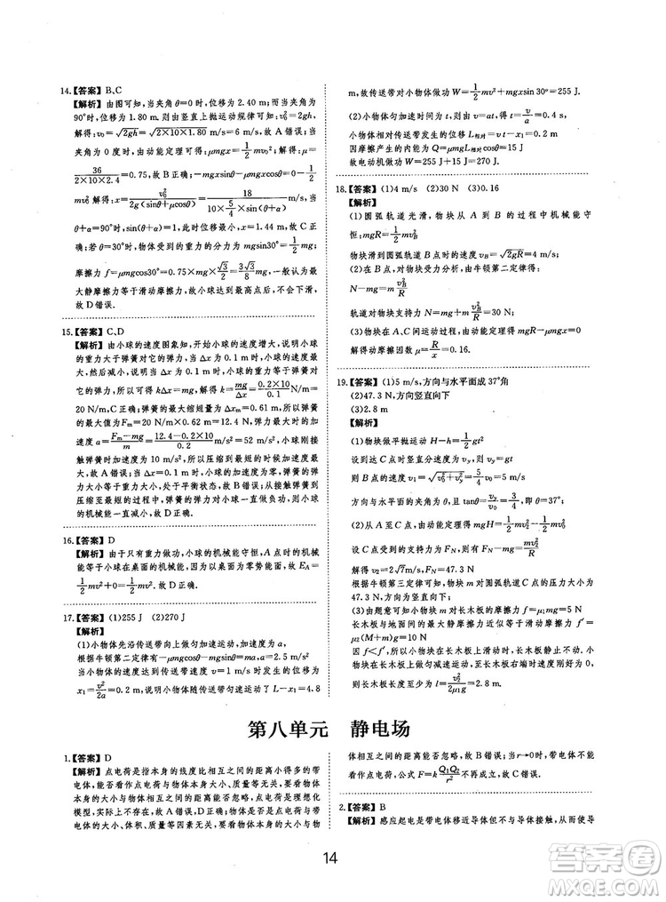 2019全國卷刷題狗高中物理參考答案