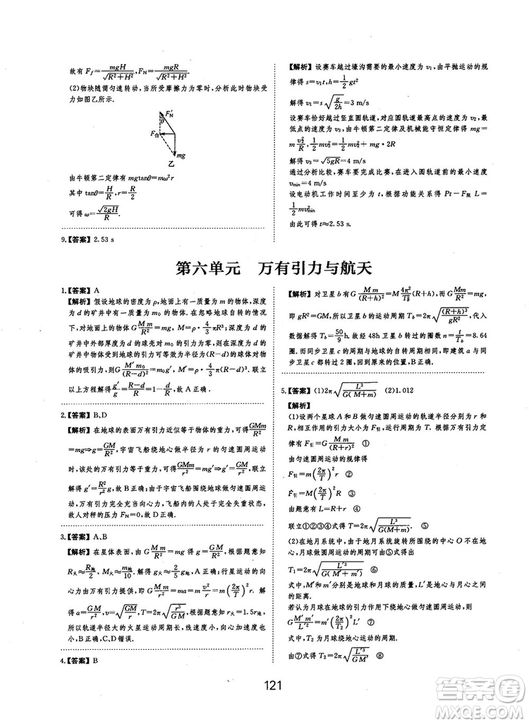 2019全國卷刷題狗高中物理參考答案