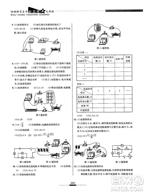 湖北人民出版社2018探究應(yīng)用新思維物理九年級(jí)參考答案