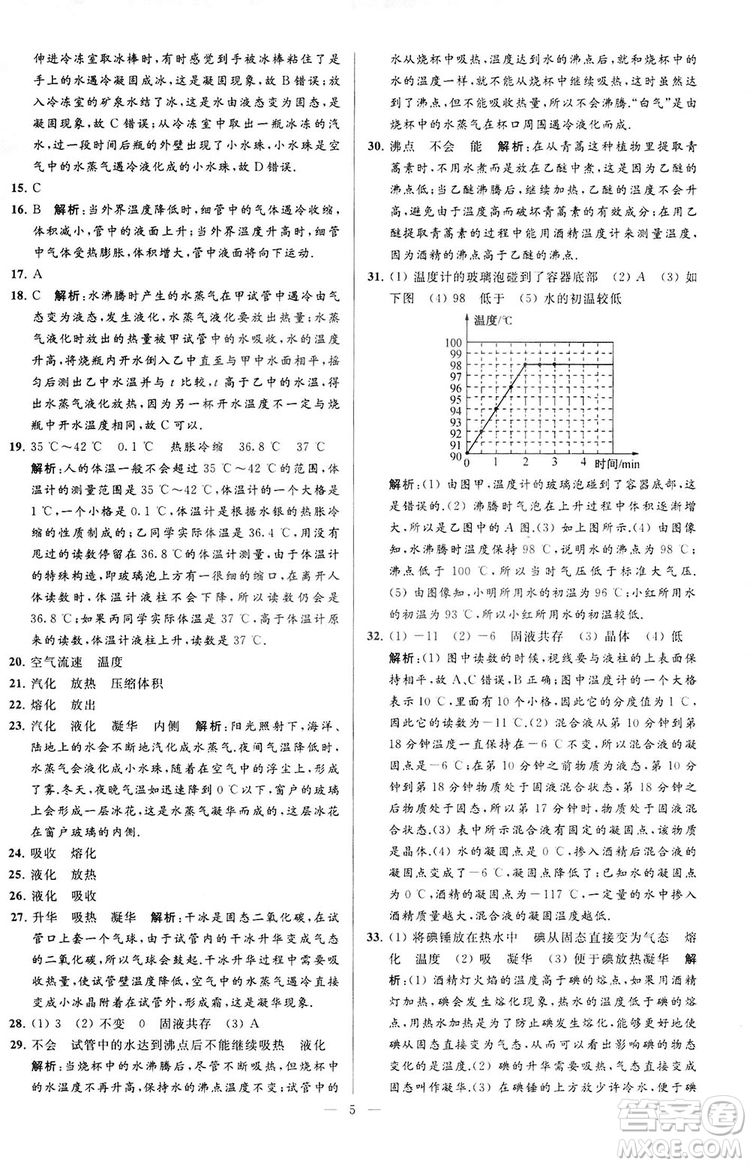 2018亮點給力大試卷物理八年級上冊江蘇版答案