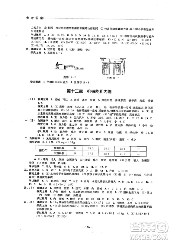 2018學(xué)習(xí)與評價配蘇科版義務(wù)教育教科書物理9年級上冊參考答案