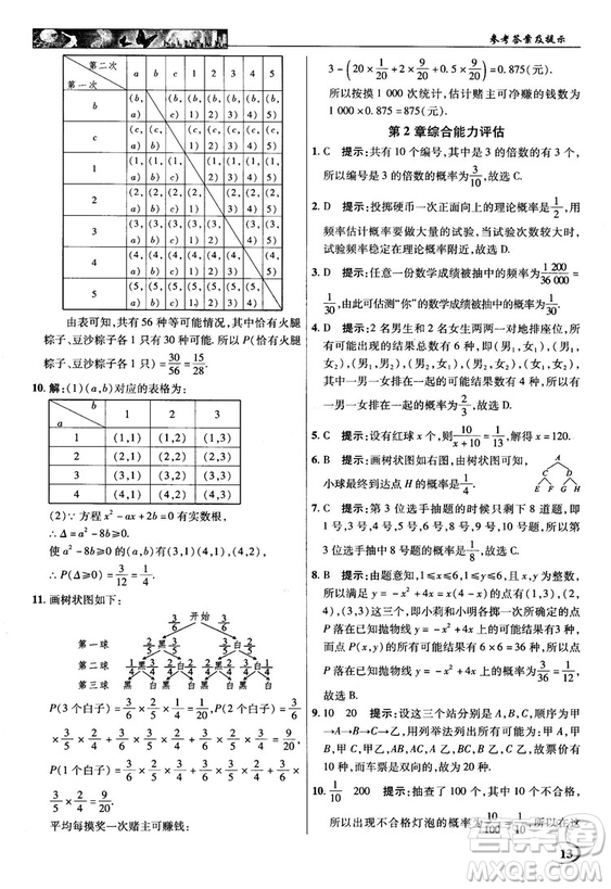 2018秋英才教程中學(xué)奇跡課堂九年級(jí)數(shù)學(xué)上冊(cè)浙教版答案