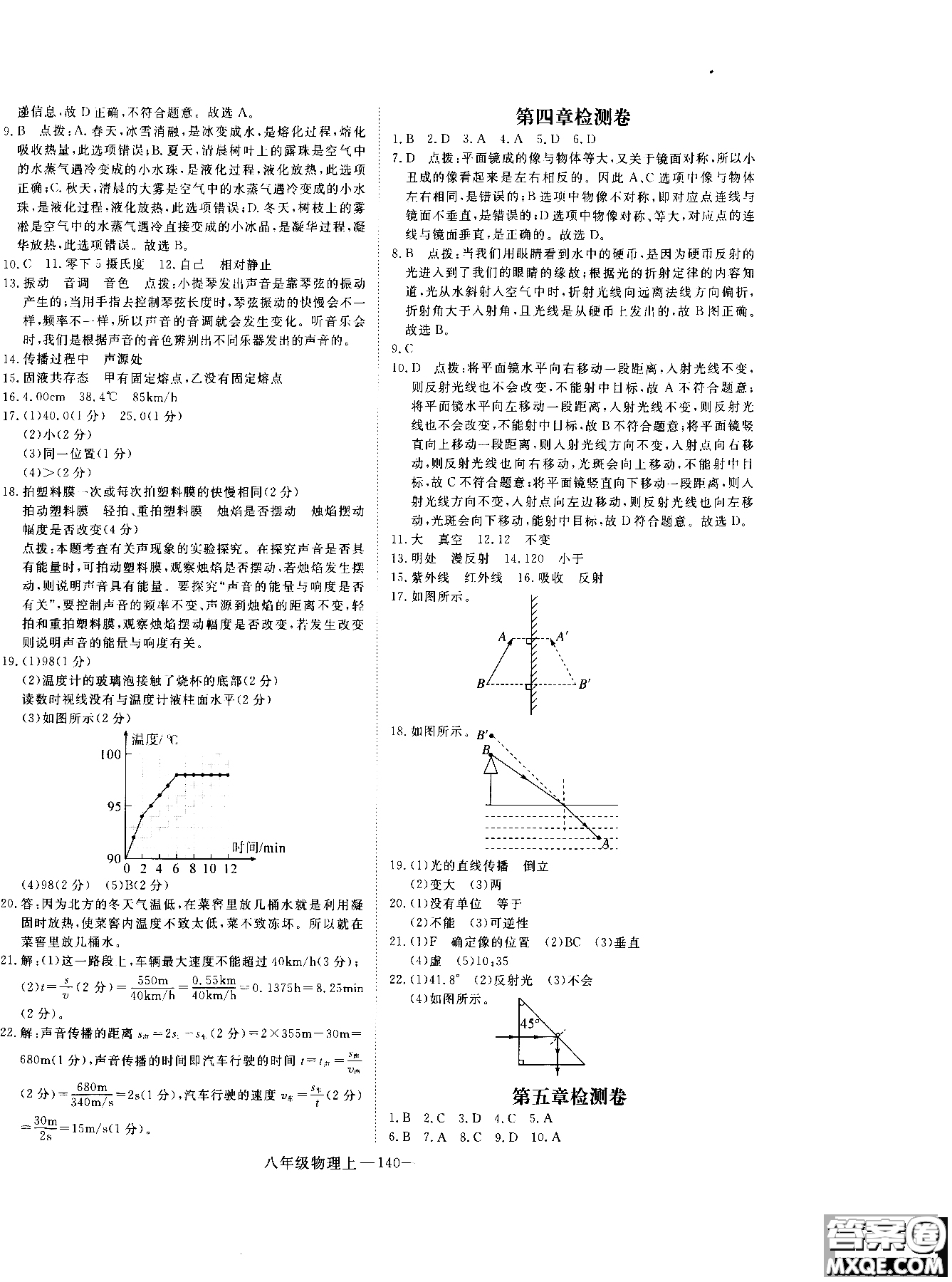 2018秋優(yōu)翼叢書學(xué)練優(yōu)物理8年級(jí)上冊(cè)RJ人教版參考答案