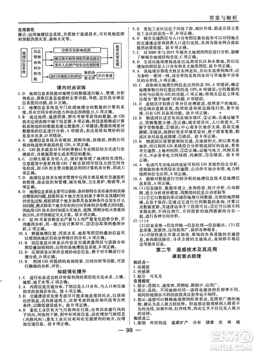 湘教版45分鐘課時(shí)作業(yè)與單元測(cè)試地理必修3參考答案