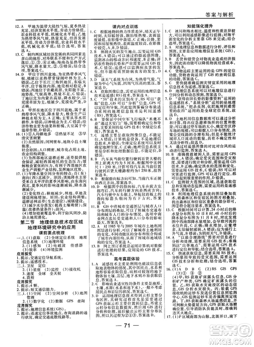 人教版45分鐘課時作業(yè)與單元測試高中地理必修3參考答案