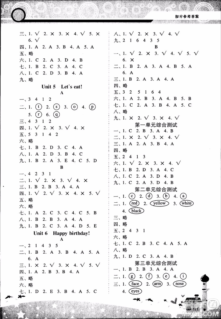 2018新課程學習輔導小學3三年級上冊英語人教版參考答案