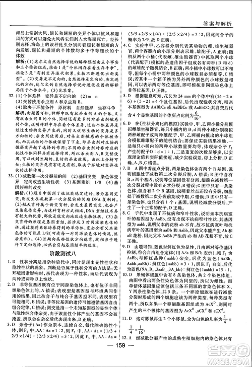 45分鐘課時(shí)作業(yè)與單元測試人教版高中生物必修2參考答案