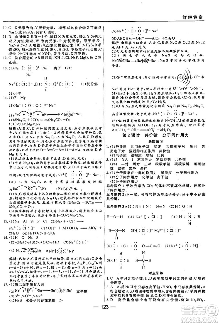 蘇教版2018高中化學45分鐘課時作業(yè)與單元測試必修2參考答案