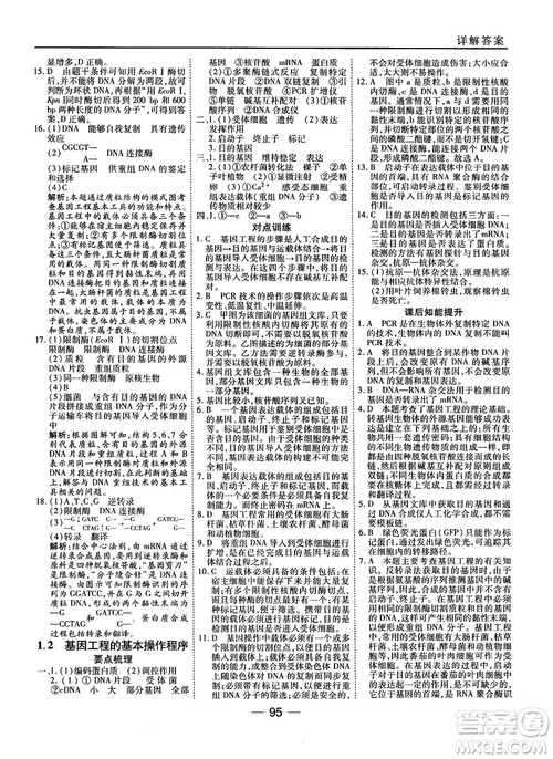 2018人教版45分鐘課時作業(yè)與單元測試高中生物選修3參考答案