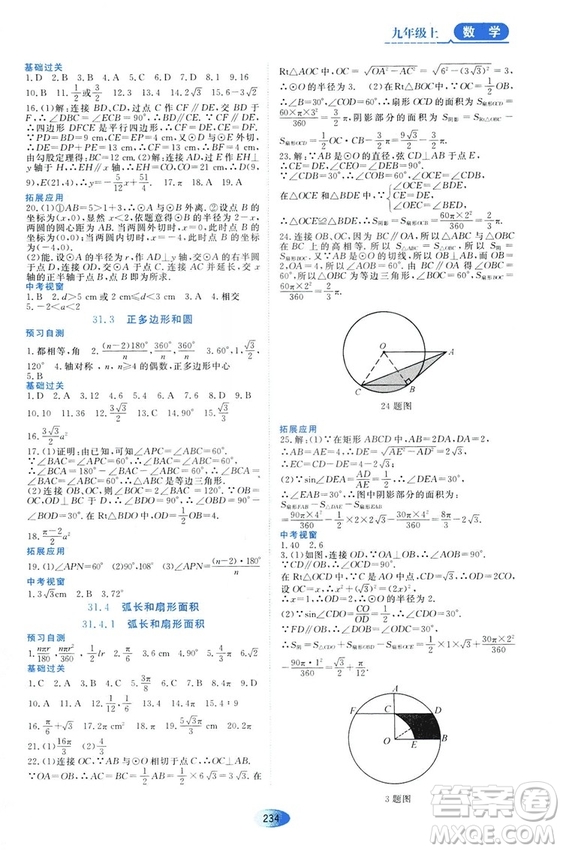 五四學(xué)制人教版2018資源與評(píng)價(jià)數(shù)學(xué)九年級(jí)上冊(cè)參考答案