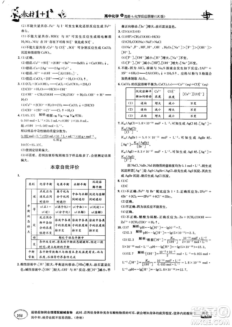 2018教材1+1高中化學(xué)選修4魯科版參考答案