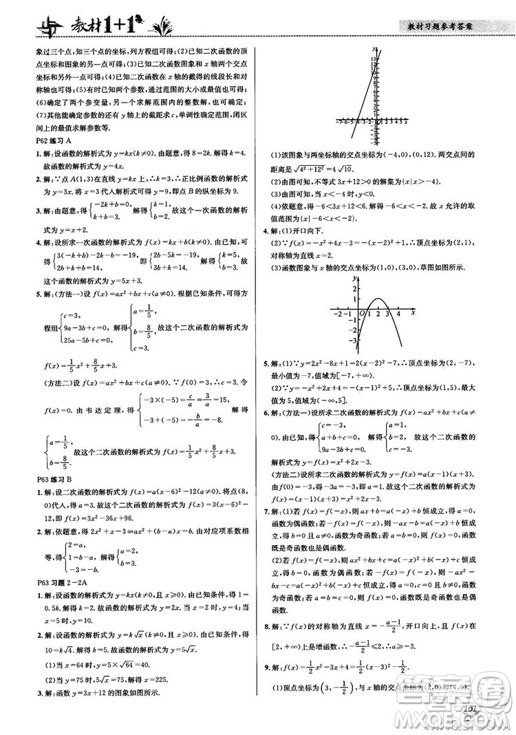 2020高中數(shù)學必修1課本習題人教版答案