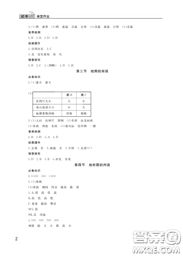 2018智慧學(xué)習(xí)7年級(jí)地理上冊(cè)答案