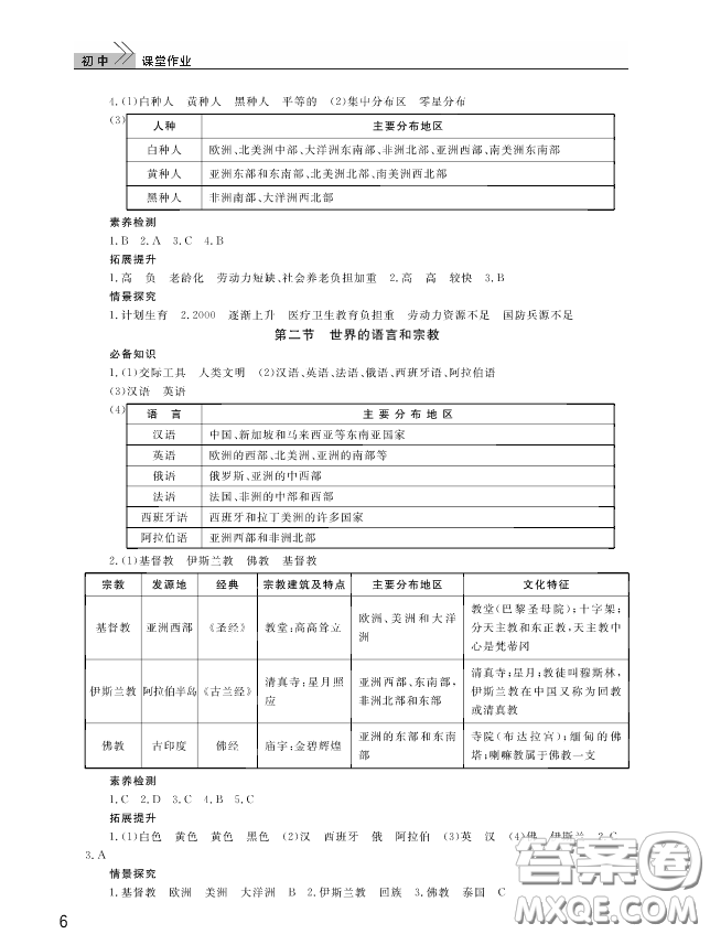 2018智慧學(xué)習(xí)7年級(jí)地理上冊(cè)答案