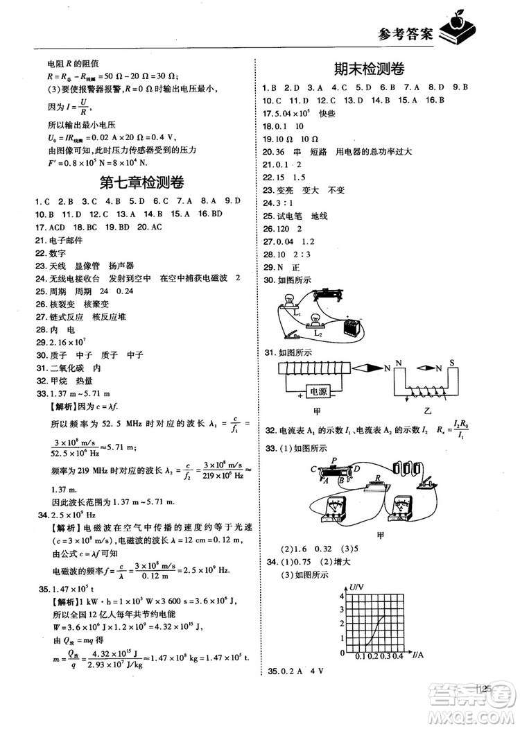 2018年九年級全一冊學而思必會精題物理參考答案