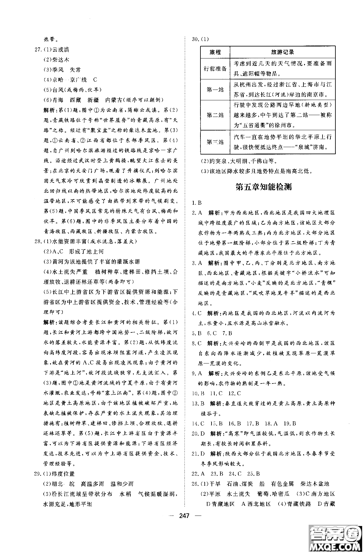 2018年練出好成績八年級(jí)地理八年級(jí)X湘教版參考答案