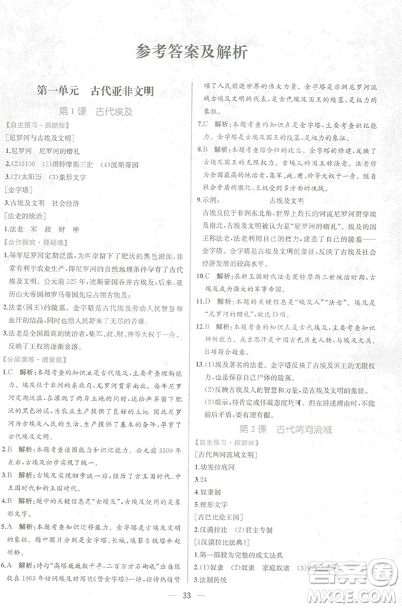 9787107328473人教版課時練世界歷史九年級上冊同步學歷案答案