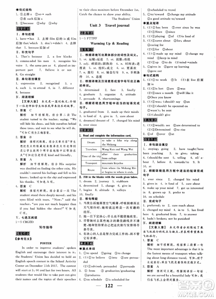 2018衡水重點(diǎn)中學(xué)高考調(diào)研同步精講精練新課標(biāo)版英語(yǔ)必修1參考答案