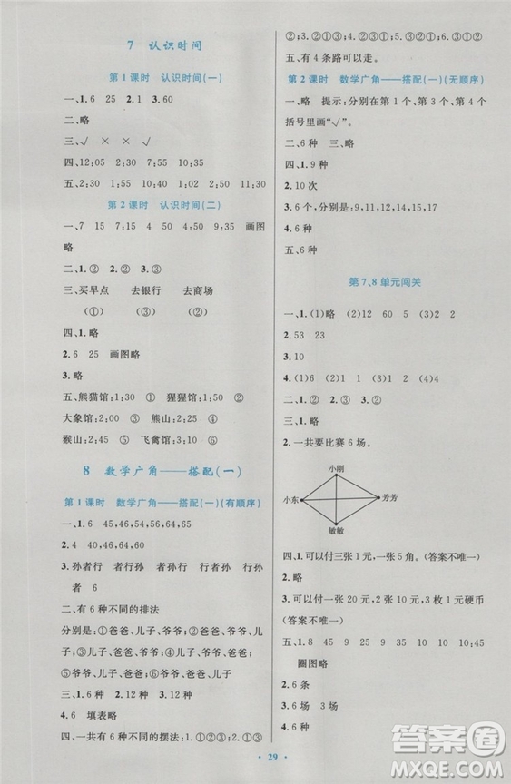 2018年最新版小學同步測控優(yōu)化設(shè)計二年級數(shù)學上冊人教版答案