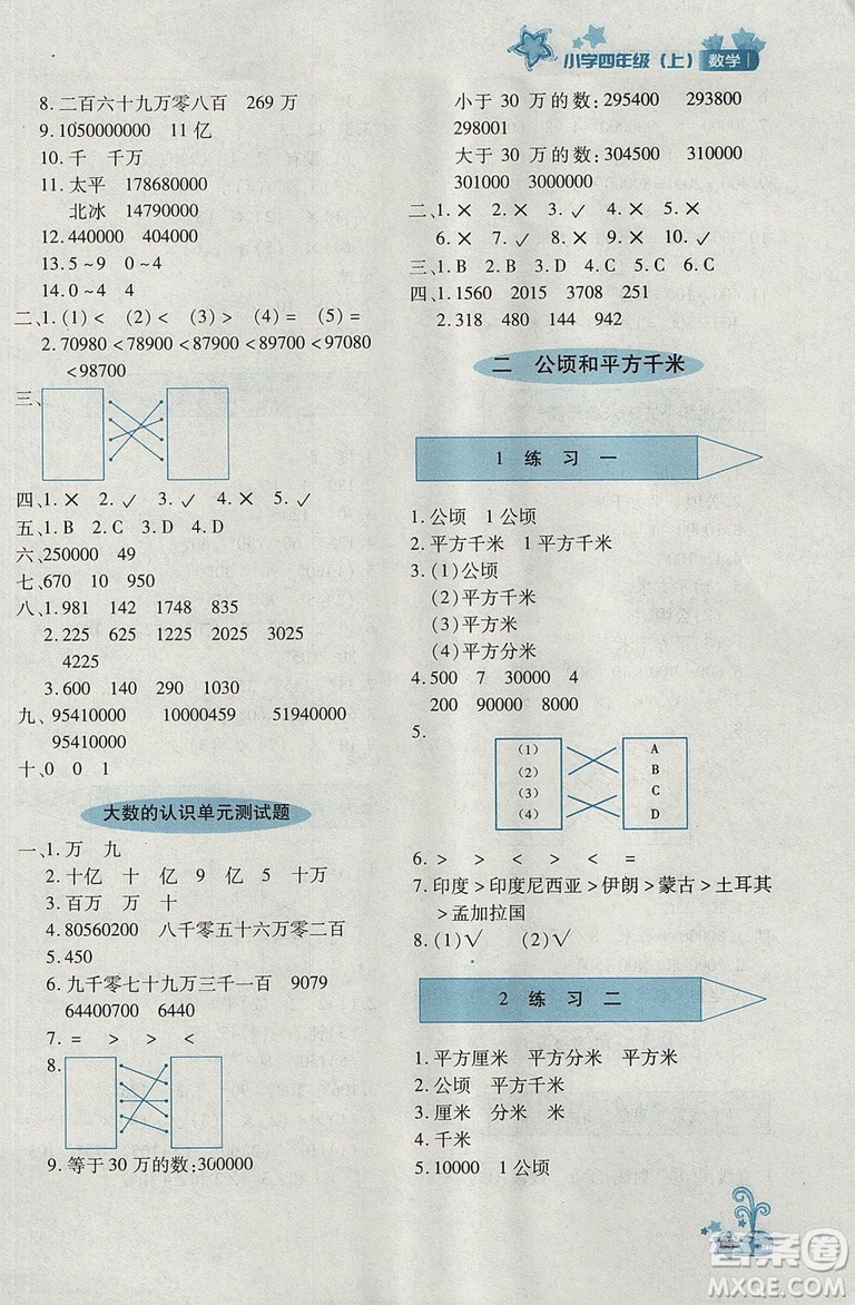 2018年秋優(yōu)化設(shè)計課課練4年級上冊數(shù)學(xué)人教版答案