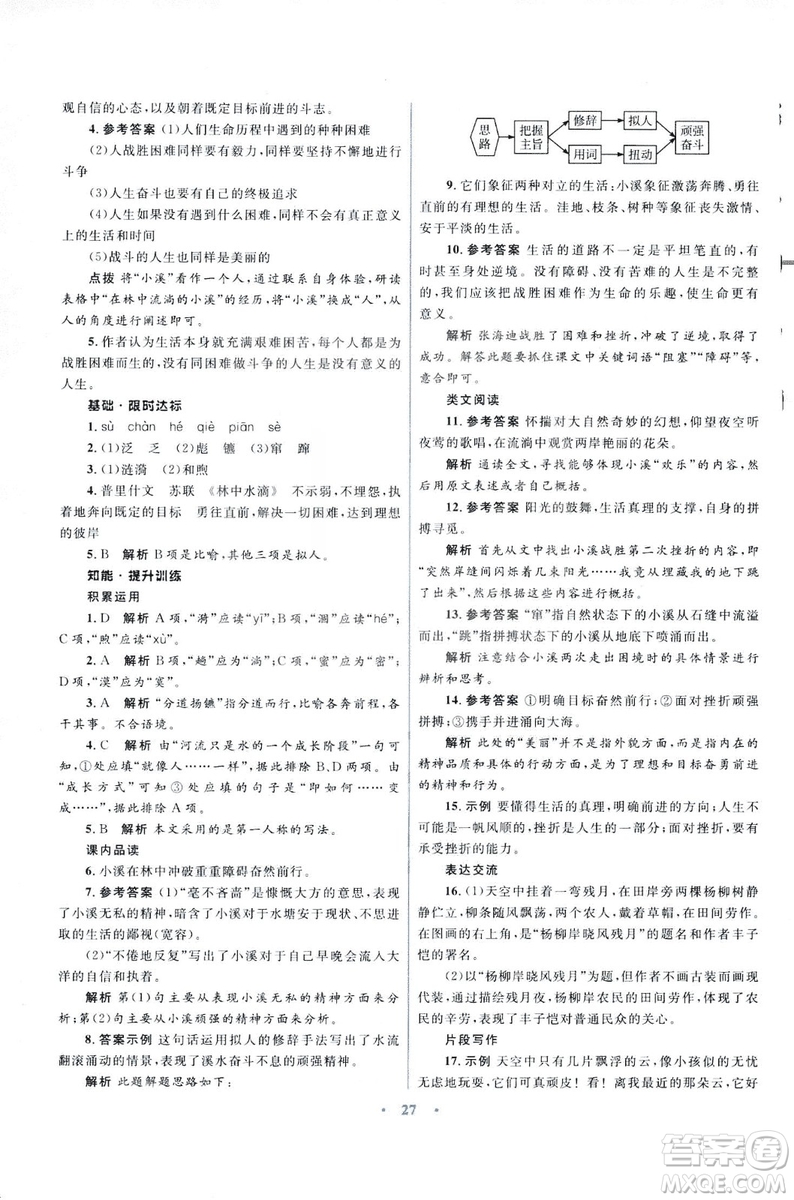 初中同步測(cè)控優(yōu)化設(shè)計(jì)2018新版九年級(jí)語(yǔ)文上冊(cè)蘇教版答案