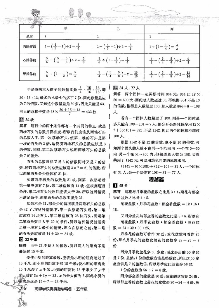 2018年高思學(xué)校競(jìng)賽數(shù)學(xué)導(dǎo)引五年級(jí)詳解升級(jí)版參考答案