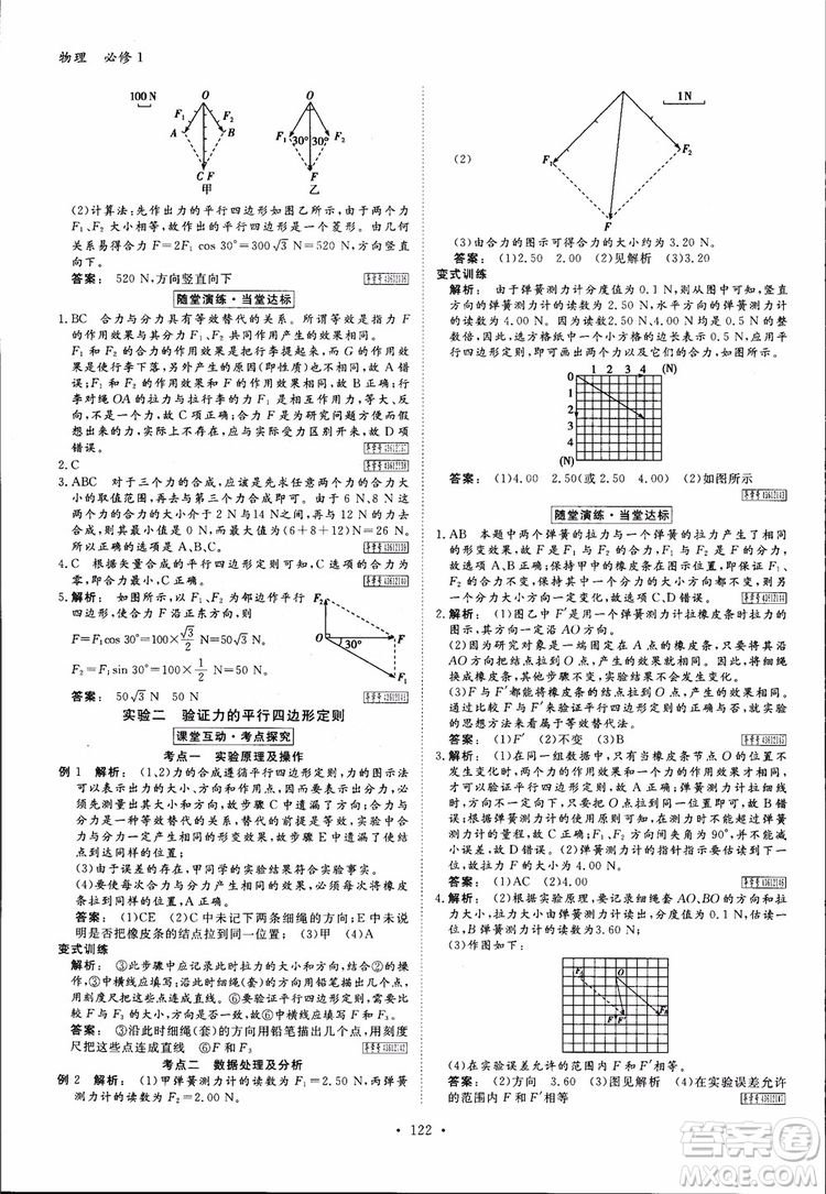 2019高中新課標(biāo)同步導(dǎo)學(xué)金版新學(xué)案高一物理必修1參考答案