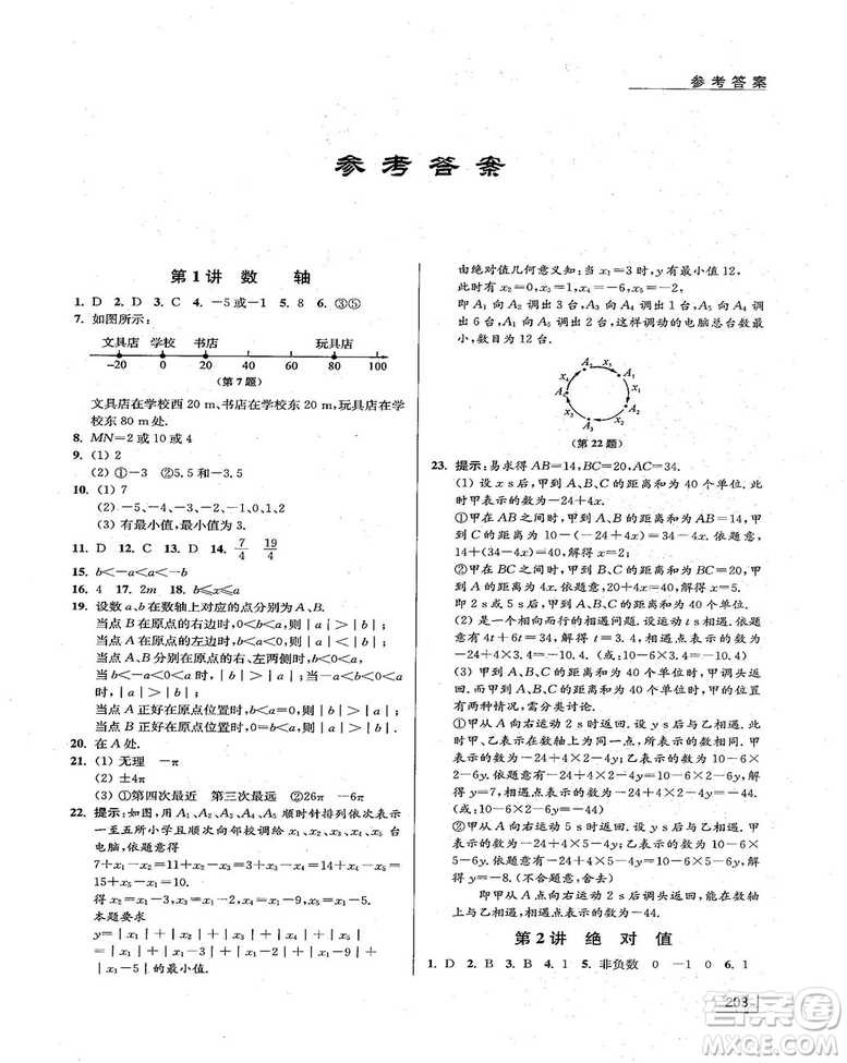 拓展思維探究與應(yīng)用新體驗(yàn)新思維新方法7年級(jí)數(shù)學(xué)參考答案