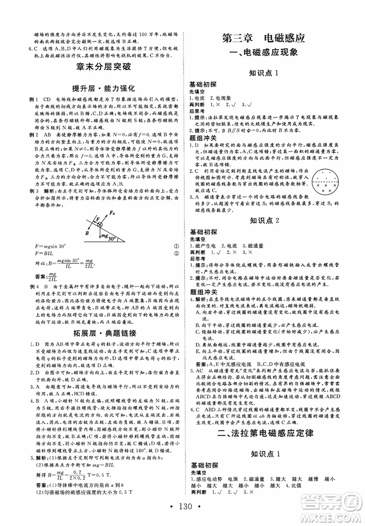 課堂新坐標2018高中同步導(dǎo)學案物理選修1-1人教版參考答案