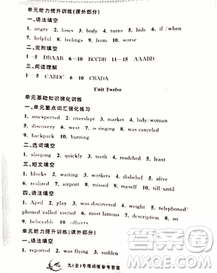 2018曉嵐英語專項訓練九年級全冊參考答案