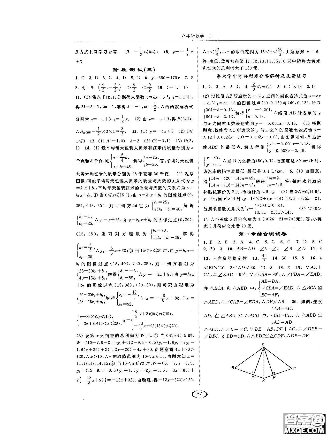 江蘇人民出版社2019版亮點(diǎn)給力提優(yōu)課時(shí)作業(yè)本數(shù)學(xué)八年級(jí)上江蘇版參考答案