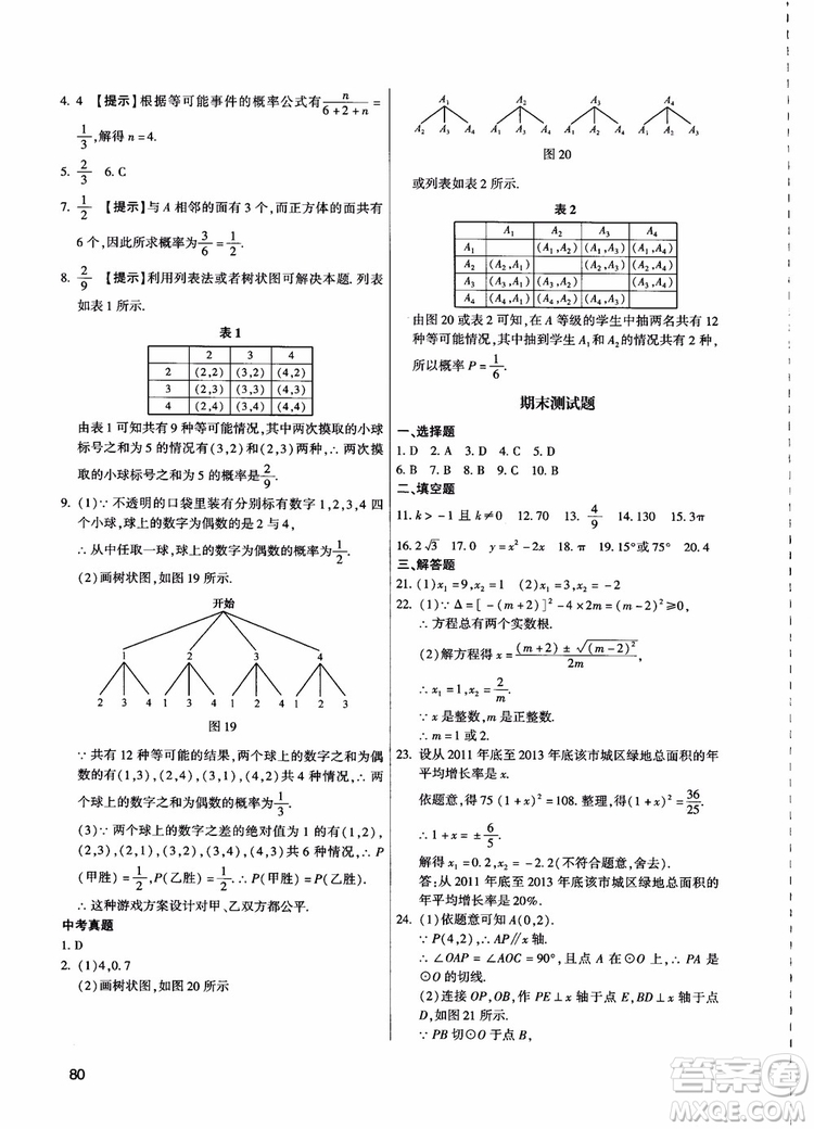 學而思培優(yōu)2018夯實基礎初三數(shù)學跟蹤練習上冊參考答案