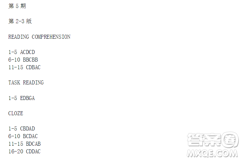 學(xué)英語報2018高考讀寫版第5期答案