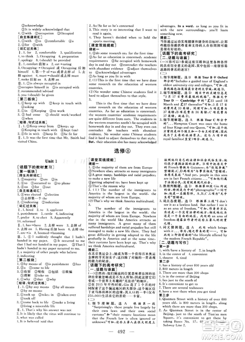 2018版高考總復習話題復習版三維設計人教版英語答案