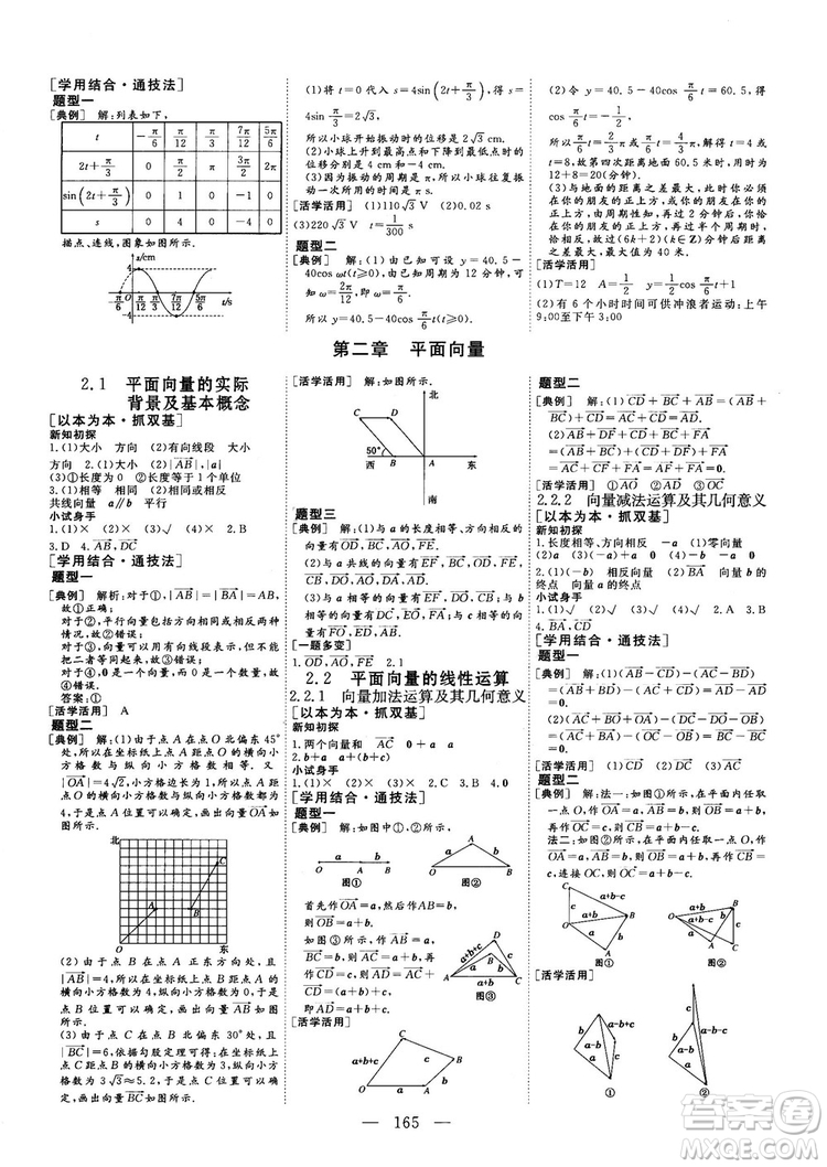 2018-2019三維設(shè)計數(shù)學(xué)必修4人教A版參考答案