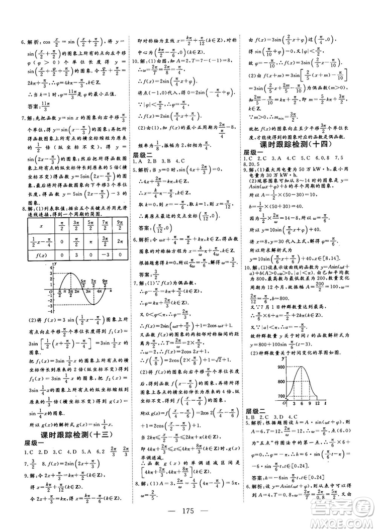 2018-2019三維設(shè)計數(shù)學(xué)必修4人教A版參考答案