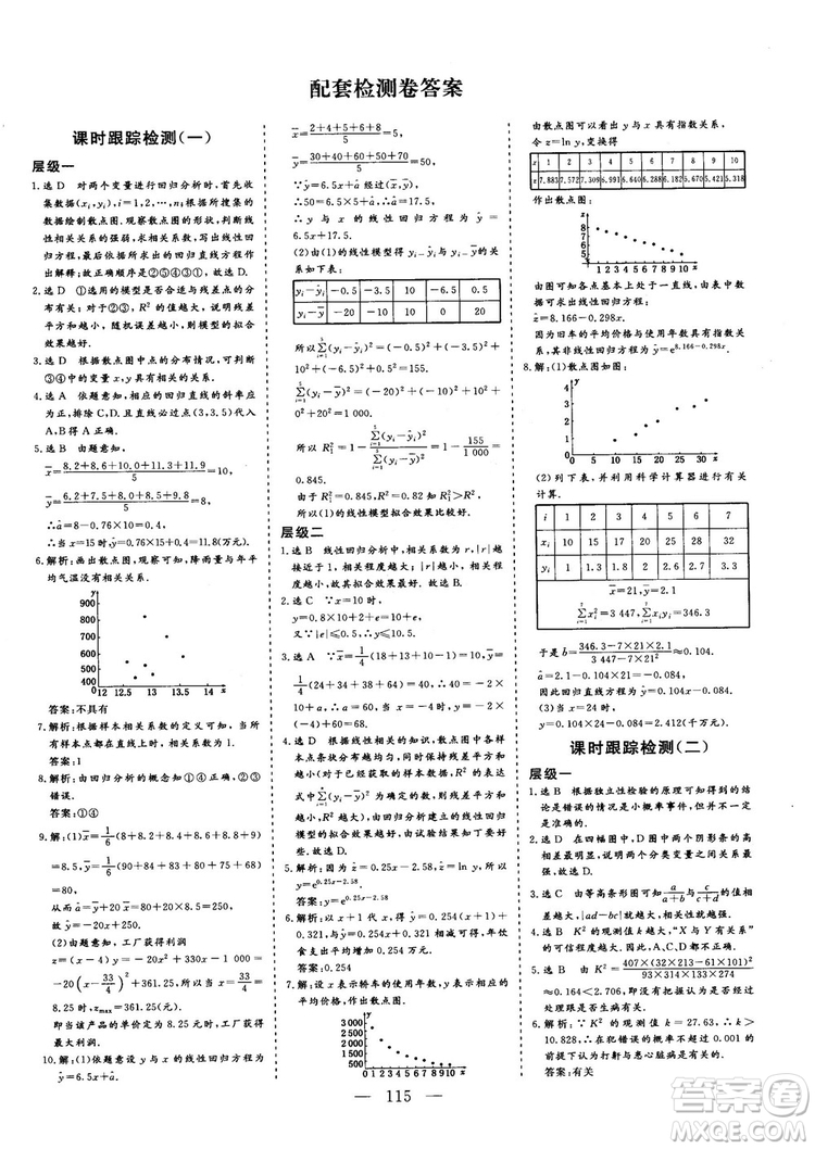 2018-2019版三維設(shè)計數(shù)學(xué)選修1-2人教A版參考答案