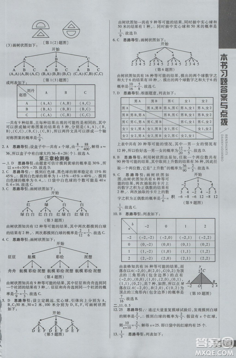 2019版倍速學(xué)習(xí)法九年級數(shù)學(xué)上冊北師大版直通中考參考答案