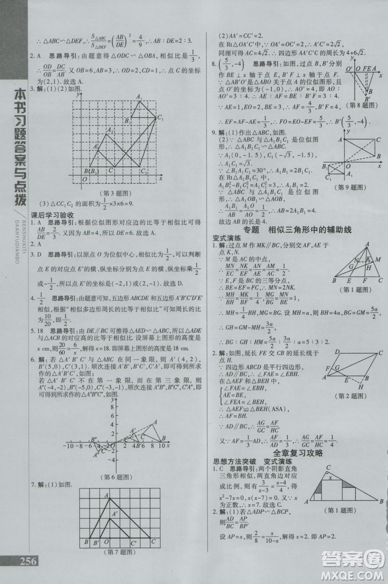 2019版倍速學(xué)習(xí)法九年級數(shù)學(xué)上冊北師大版直通中考參考答案