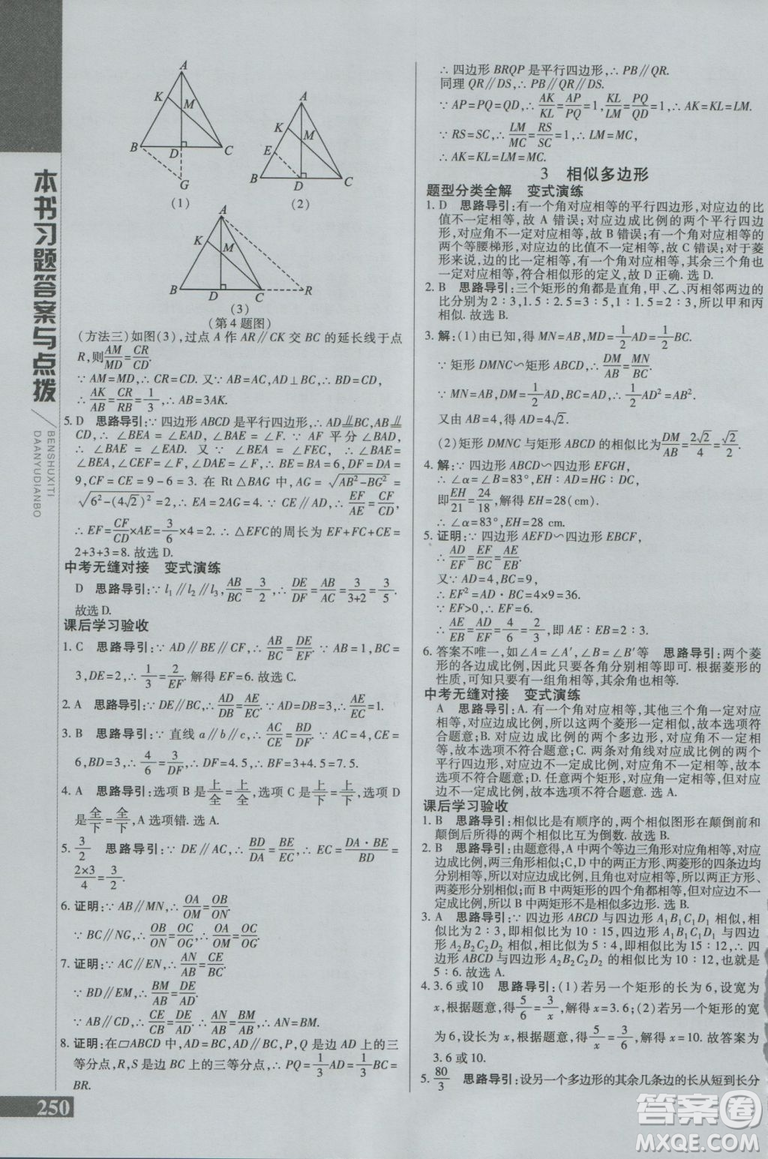 2019版倍速學(xué)習(xí)法九年級數(shù)學(xué)上冊北師大版直通中考參考答案