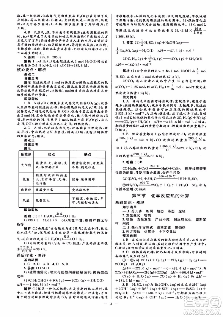 2018高中化學(xué)選修4同步解析與測評學(xué)考練參考答案