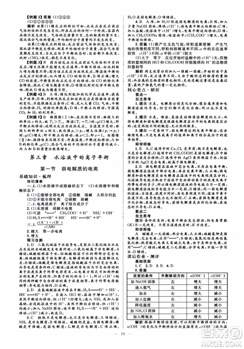 2018高中化學(xué)選修4同步解析與測評學(xué)考練參考答案