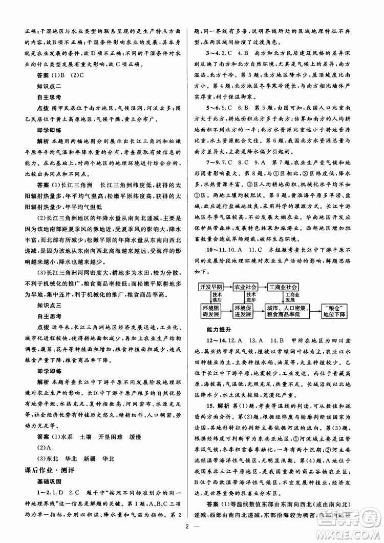 2018人教金學(xué)典同步解析與測評學(xué)考練地理必修3參考答案