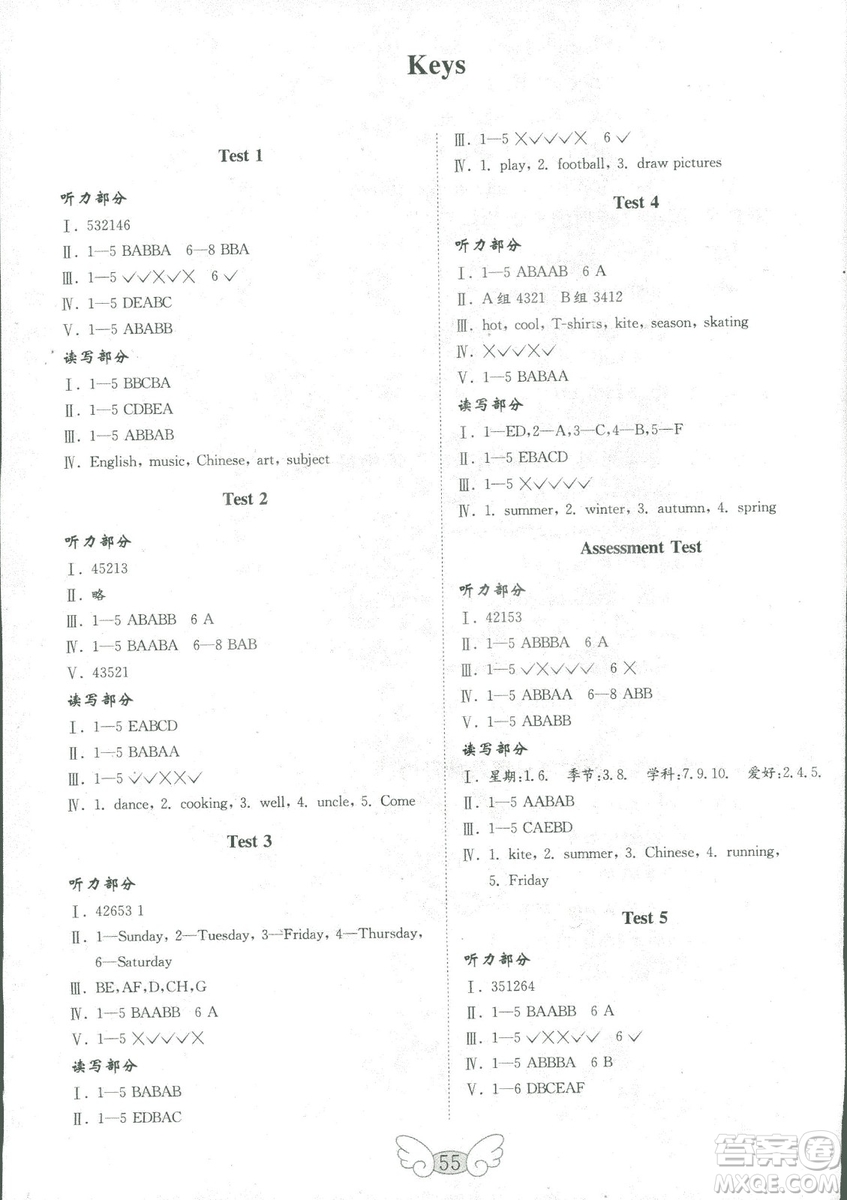 2018年金鑰匙英語試卷四年級上冊三年級起點(diǎn)五四制魯科版答案