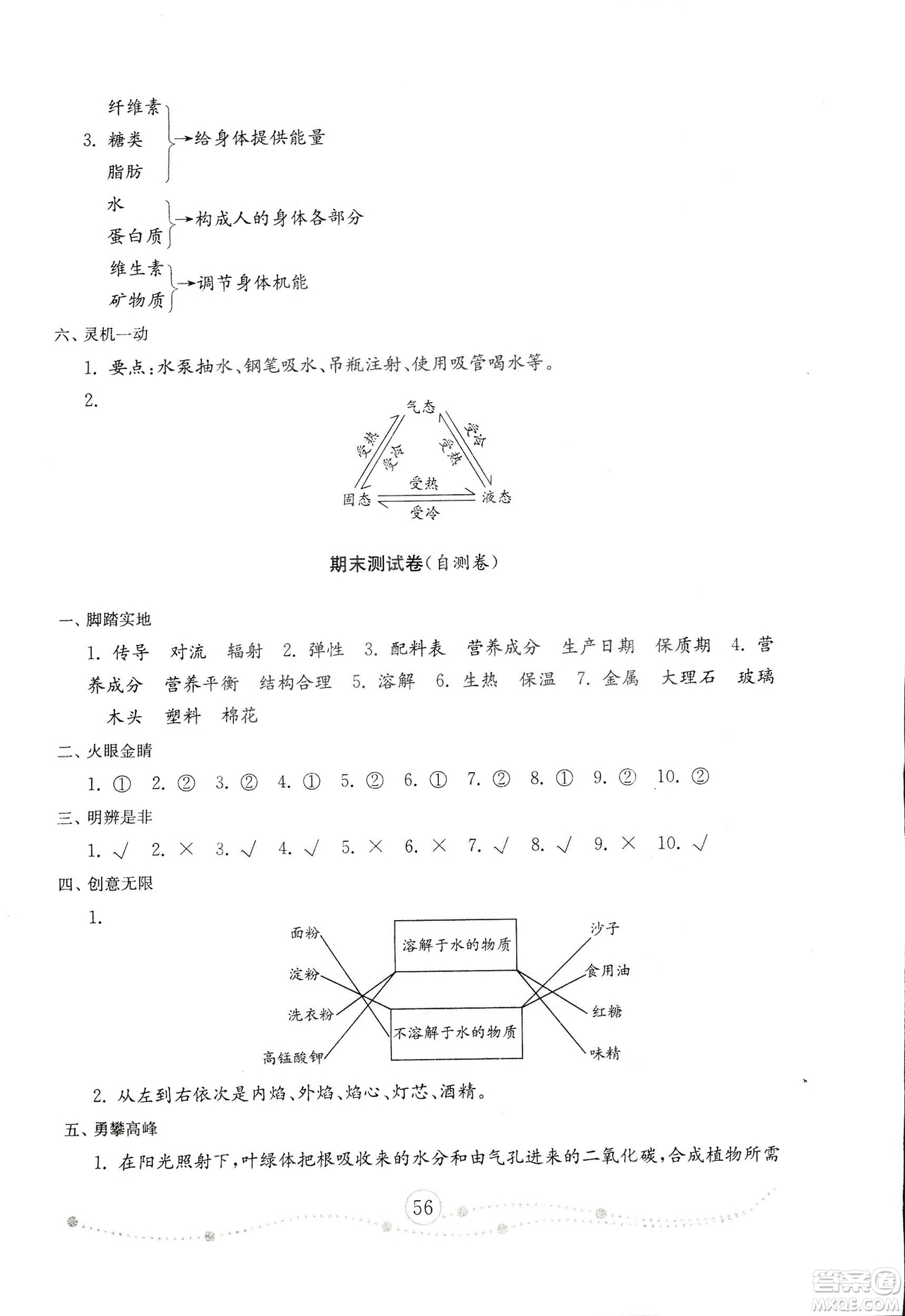 2018年金鑰匙小學(xué)科學(xué)試卷青島版四年級(jí)上冊(cè)參考答案