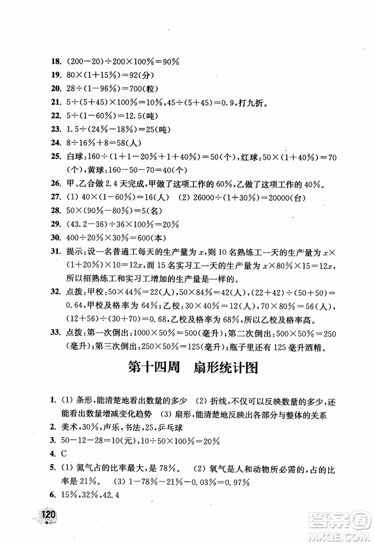 2018津橋教育應用題小狀元六年級上冊數(shù)學RJ人教版參考答案